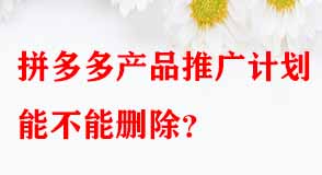 拼多多產(chǎn)品推廣計劃能不能刪除